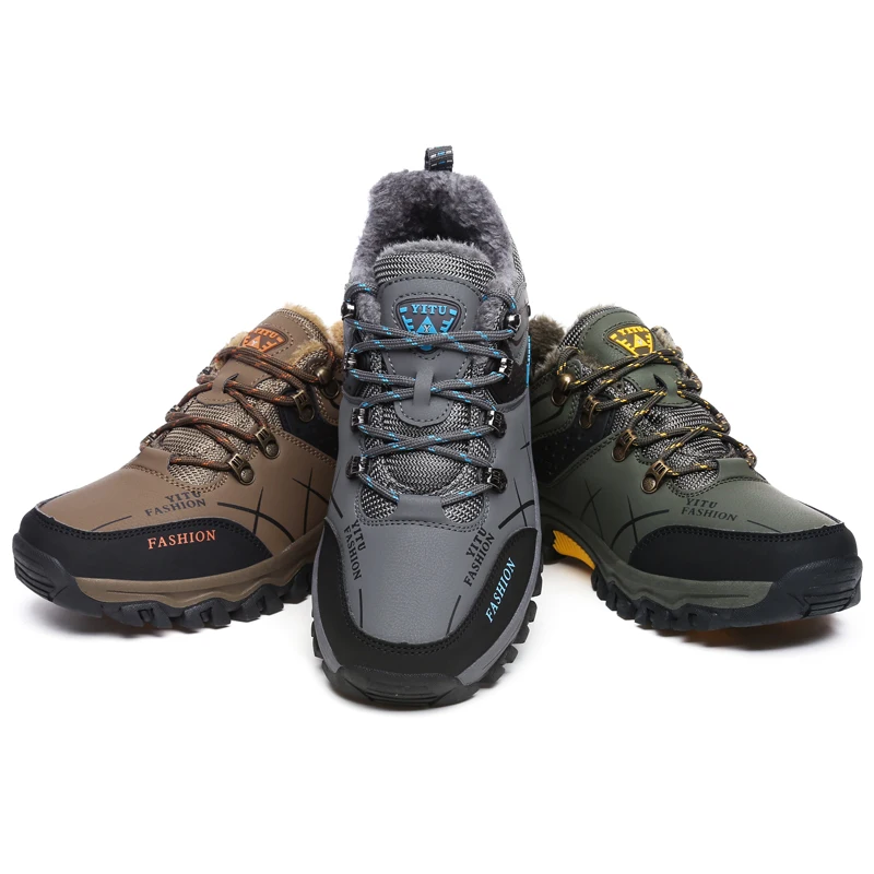 Trekking Shoes for Men large sizes 47 Winter Boots Man Hiking Shoes Anti-skidding Snow Boots Warm Fur Sport Shoe zapatos Retail