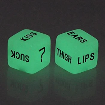 

2Pcs 1.6CM Glow in Dark Love Dice Luminous Gaming Dices Props Toys Adult Toys Lovers Bar Party Pub Drink Prop