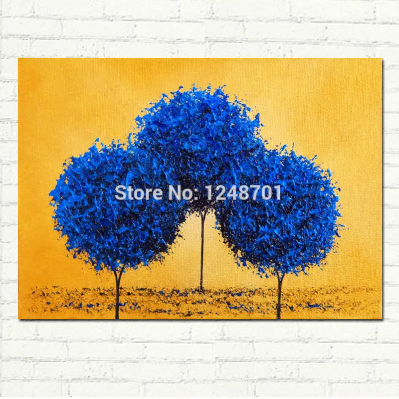 

Modern abstract blue tree canvas oil painting handpainted wall art for home decoration modern art