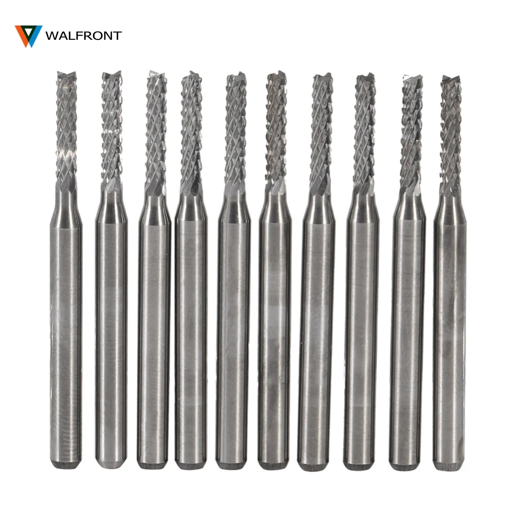 

WALFRONT Foret Metaux 10pcs 2mm Cemented Carbide End Mill Engraving Bits Carving Drill SMT/CNC/PCB Cutter