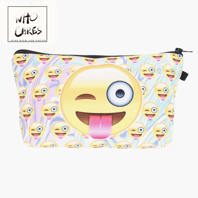 

Emoji Tongue Printing Necessaire Women Cosmetics Bags Travel Make Up Bag Organizer Maleta De Maquiagem Organizador Makeup Bag