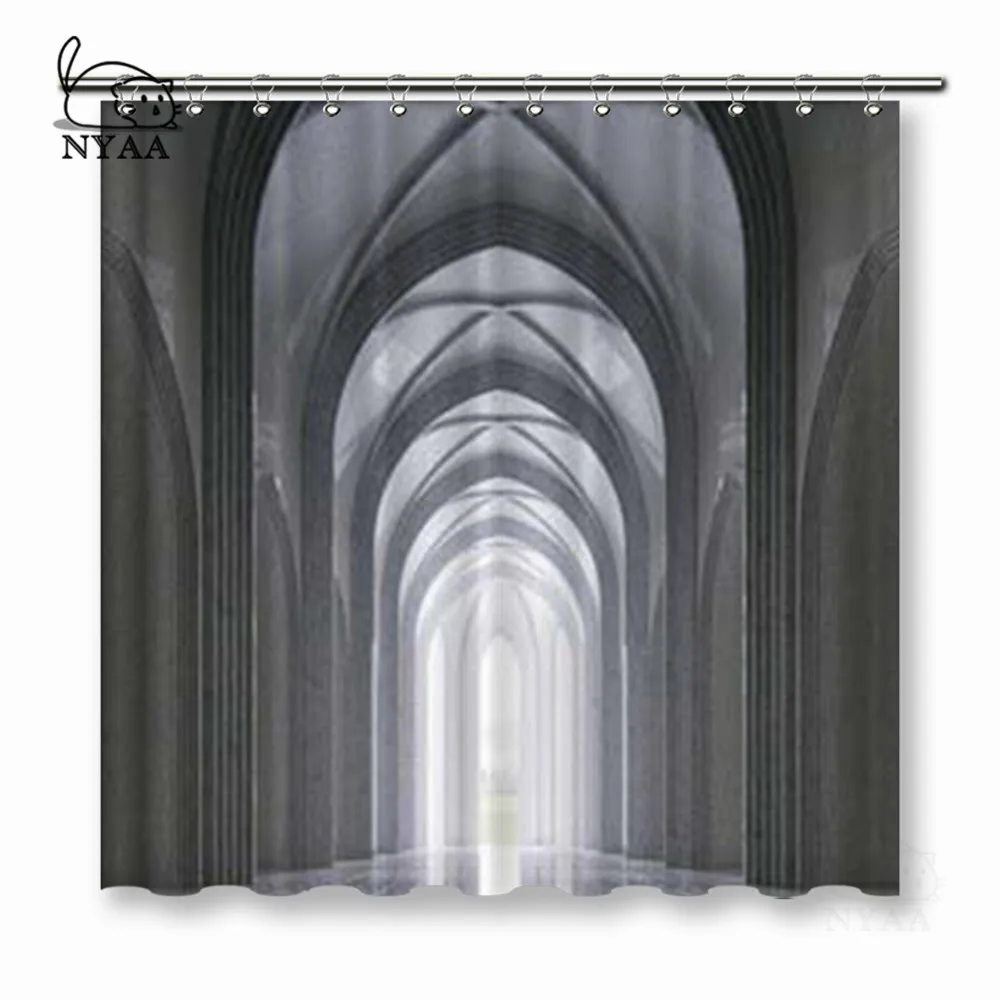 

NYAA God Light Shower Curtains Classic Gothic Architecture Waterproof Polyester Fabric Bathroom Curtains For Home Decor