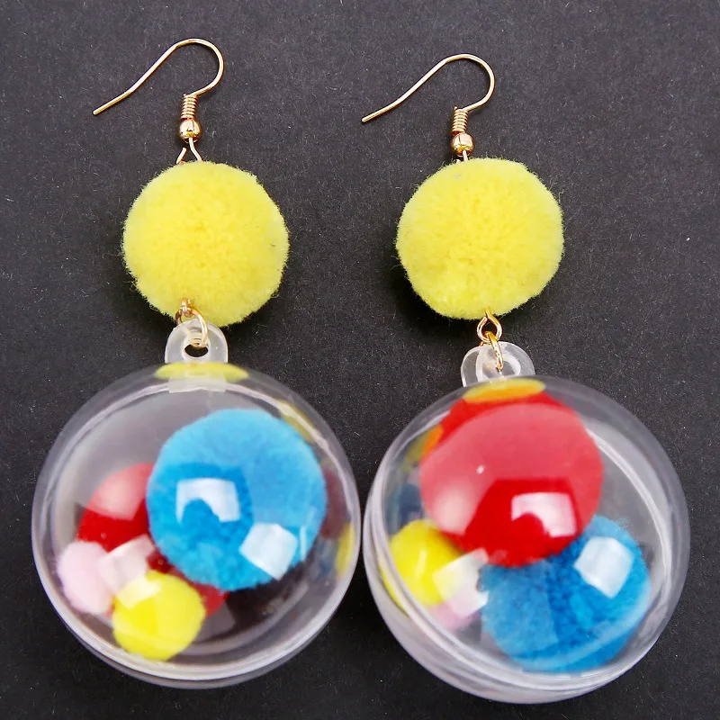 Colorful Flannel Balls inside Transparent Plastic Ball Yellow Plush