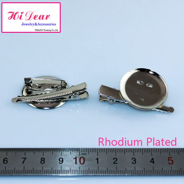 

20/25/30mm Pad Round Base Rhodium Color Brooch Pins Blank Prong Clips Back For Hairpin/Corsage/Cameo/Cabochon/Button