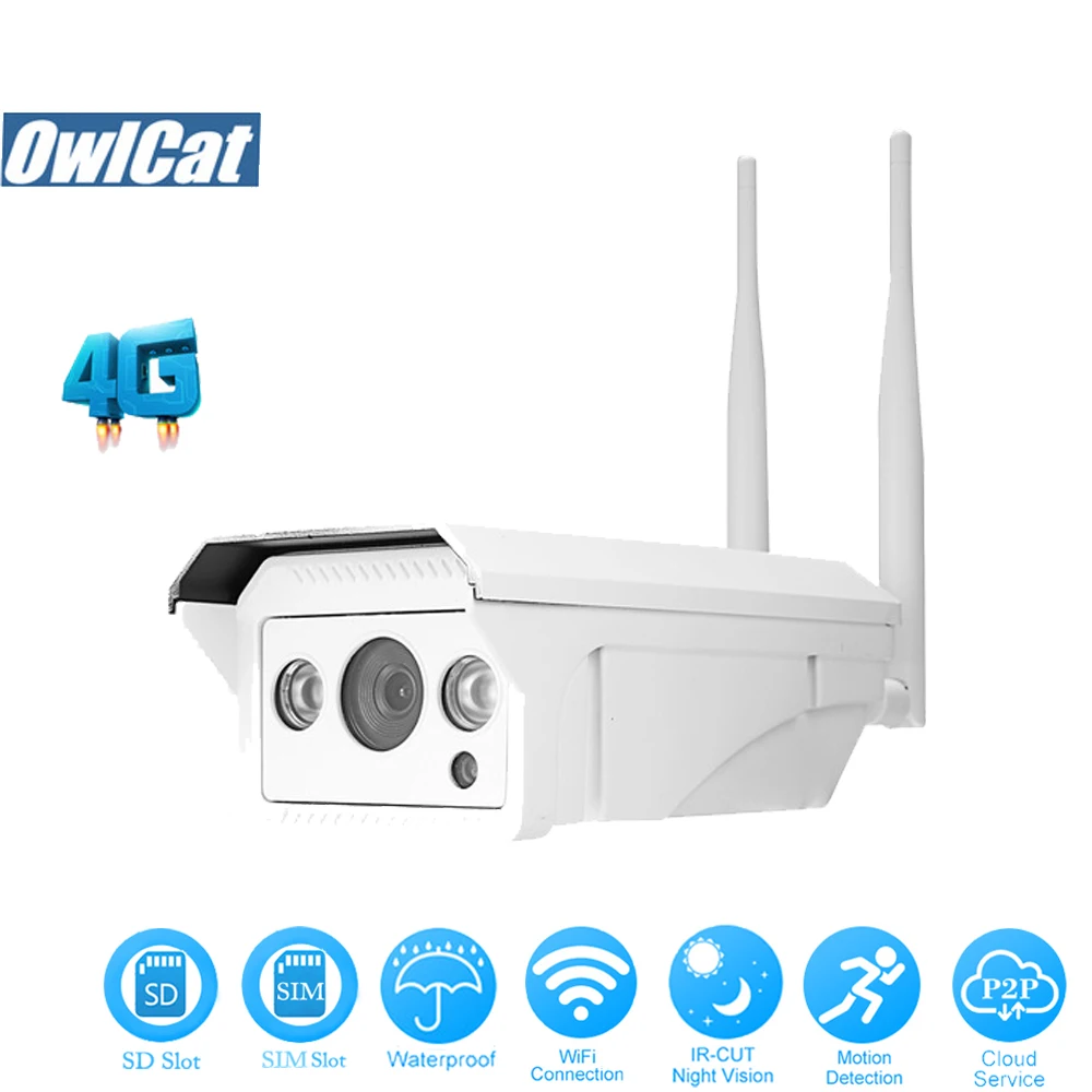 OwlCat HD 1080P Waterproof GSM 3G 4G SIM Card Bullet IP Camera WIFI Outdoor IR 2.0MP SD Slot P2P AP Motion Security CCTV Camera OwlCat HD 1080P Waterproof GSM 3G 4G SIM Card Bullet IP Camera WIFI Outdoor IR 2.0MP SD Slot P2P AP Motion Security CCTV Camera