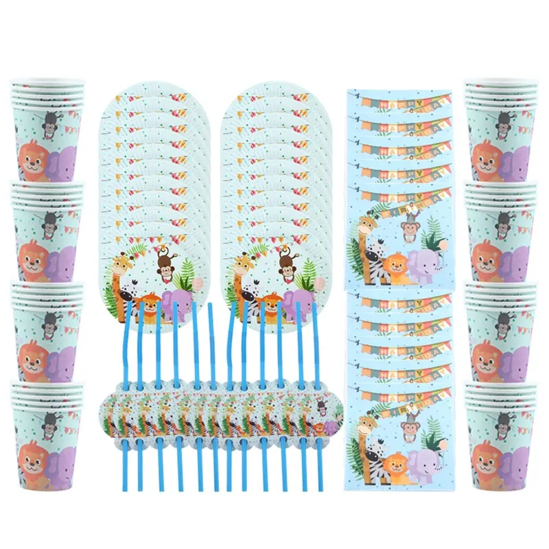 Cartoon zoo - animal Theme Kids Birthday Party Decoration Set Supplies Pack event 50pcs | Дом и сад