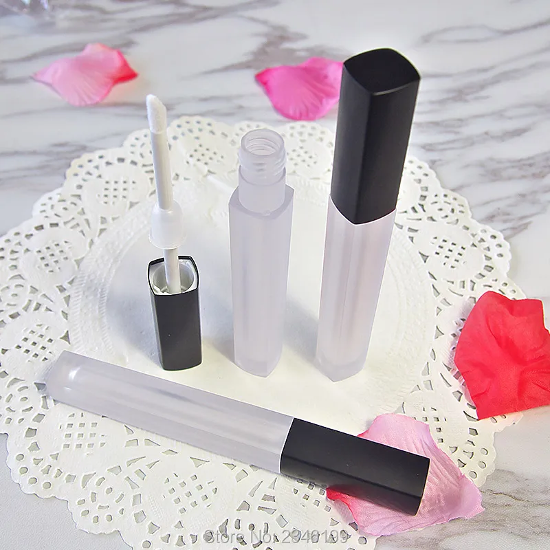 5ML 50pcs/lot DIY Square Matte Clear Lip Gloss Tube, Plastic Empty