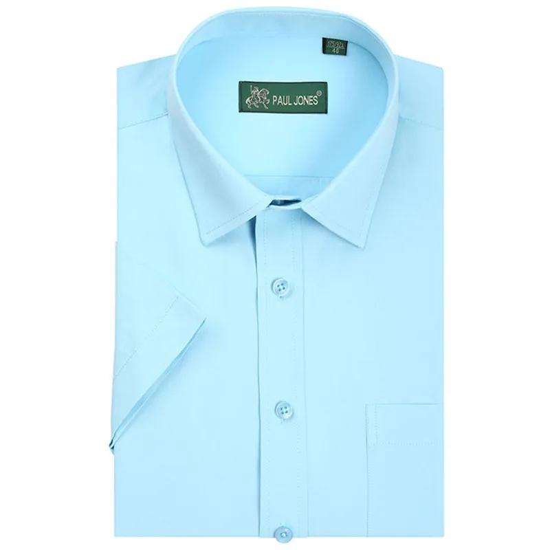 Новые летние однотонные мужские рубашки высокого качества с короткими рукавами, нежелезные брендовые дизайнерские мужские деловые рубашки больших размеров XXXL