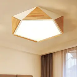 Nordic Геометрия деревянный кровать комната огни лампы японский кухня спальня 120 В светодиодный потолочный светильник дерево 110 современный