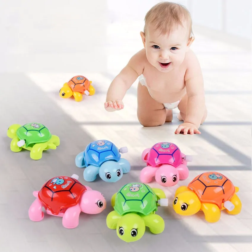 

Hot Cute Cartoon Animal Clockwork Tortoise Baby Turtles Toy Infant Crawling Wind Up Toy Educational Kid Classic Toy Random Color