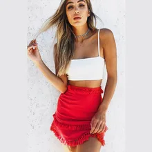 Повседневная Милая модная женская юбка Цветочная Прямая хлопковая Женская юбка с высокой талией бахромой вечерние пляжные юбки