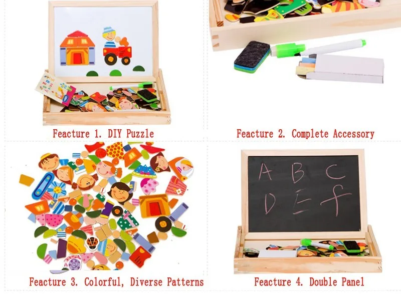 Multifunctional Educational Farm Jungle Animal Wooden Magnetic Puzzle Toys for Children Kids Jigsaw Baby's Drawing Easel Board (20)