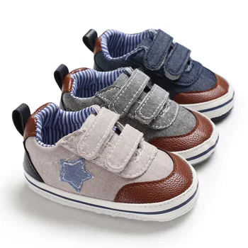 

2019 New Fashion Baby Boys Casual Shoes Soft Infant Toddler Sneakers First Walkers Gray Crib Shoes Baby Boy Shoes