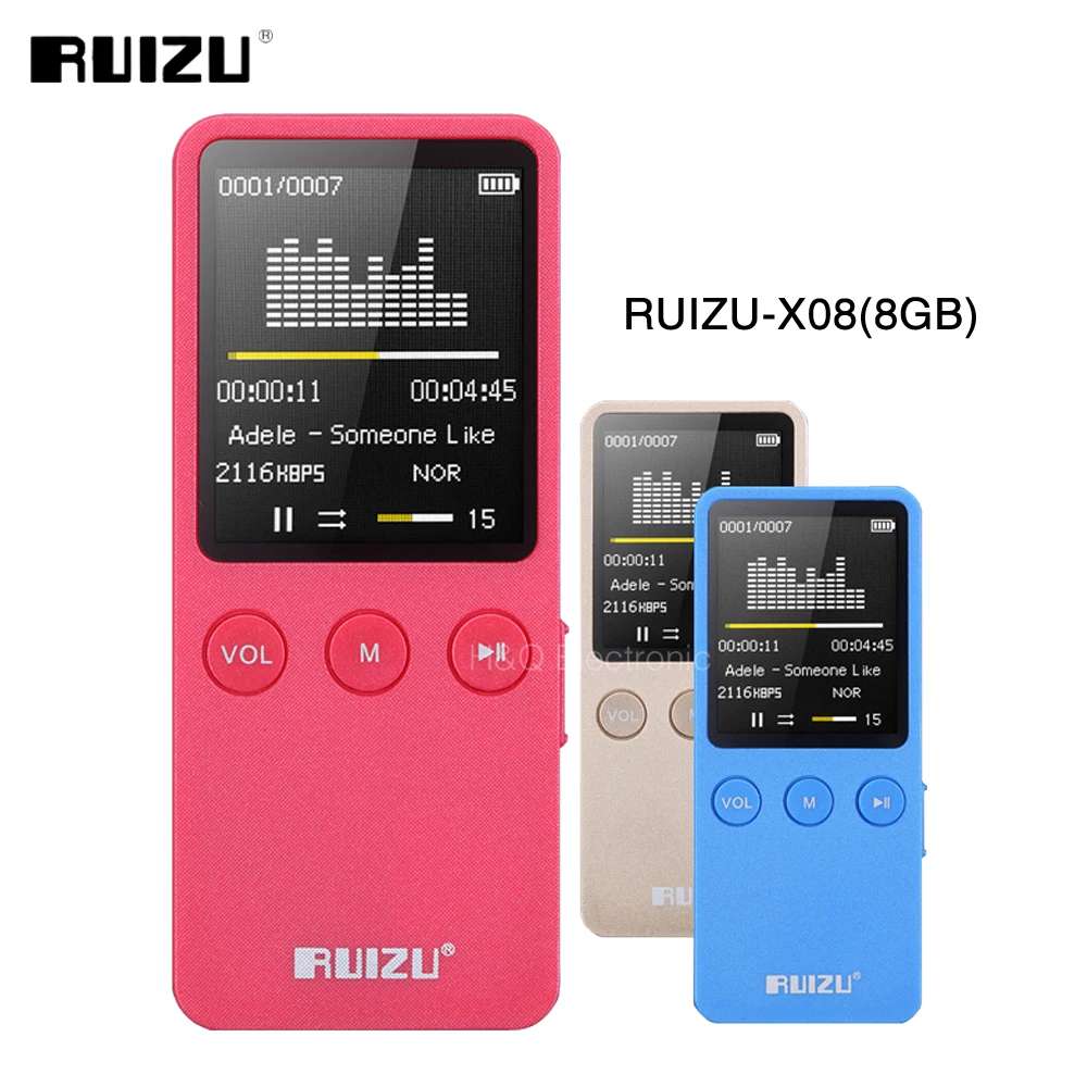 Original RUIZU X08 8 GB de Vídeo de Música MP3 Ayuda del Jugador de 64 GB TF Tarjeta De Alta Calidad de Sonido Grabadora de Voz Con Una Función de altavoz