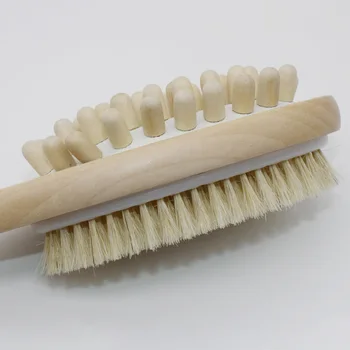

2-in-1 Body Bath Brush Natural Bristles Body Long Handle SPA Bath Massage Brushes Wooden Skin Cleaning Shower Brush