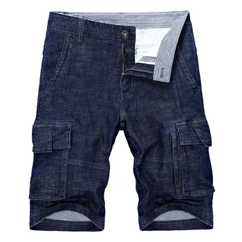 

Fashion Straight Men Baggy Jean Shorts Pockets Hip Hop Punk Denim Shorts Men Summer Casual Knee Length Jeans Masculino