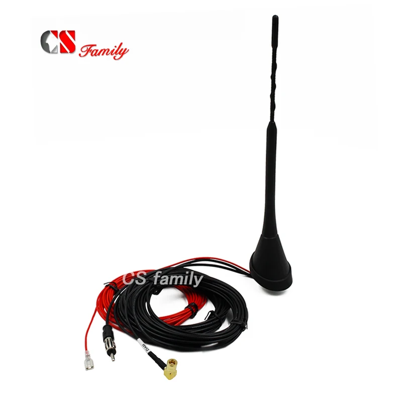 

Car Antenna for DAB DAB AM/FM Radio Built-in Amplifier SMB female Connector Universal Roof Mount Rod Antenna 5m Cable