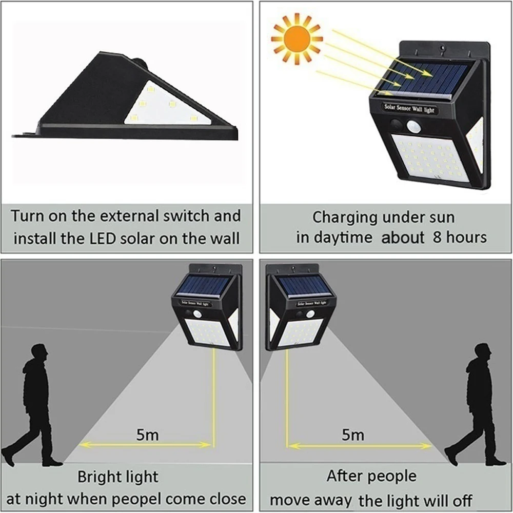 Экологичный уличный фонарь солнечный 40LED датчик движения водостойкий 8 Вт домашний свет контролируемый забор световая охранная лампа открытый