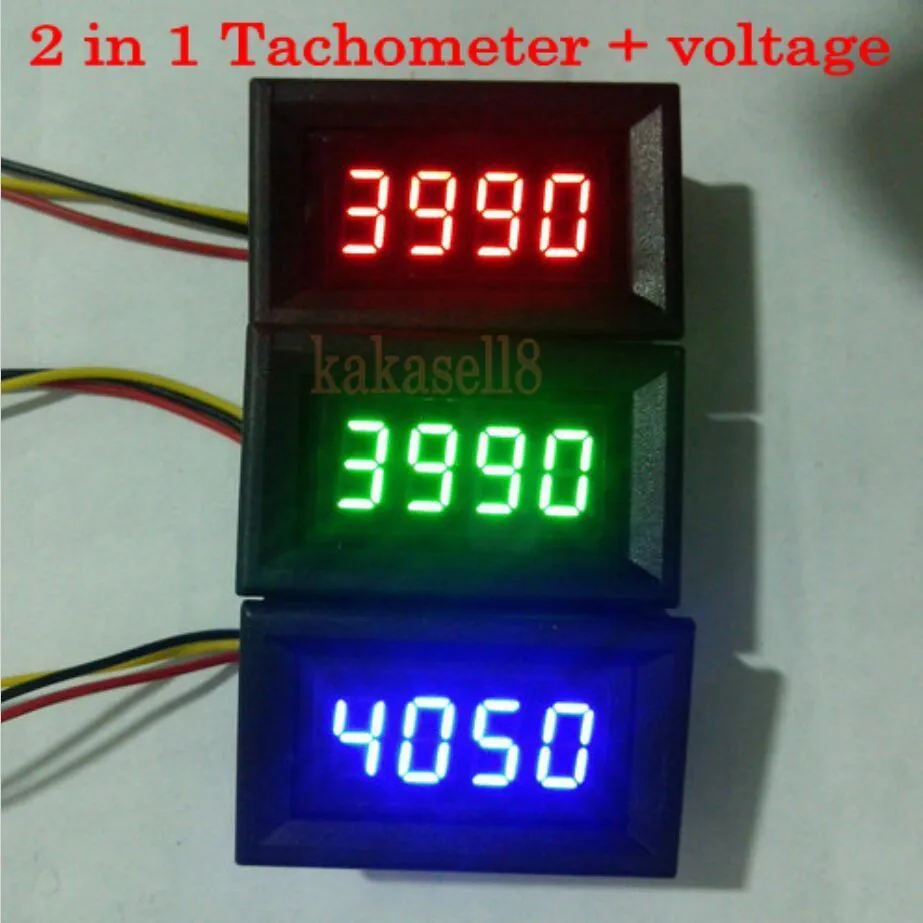 Светодиодный Тахометр 2 в 1, цифровой измеритель оборотов, вольтметр для автомобиля, мотоцикла