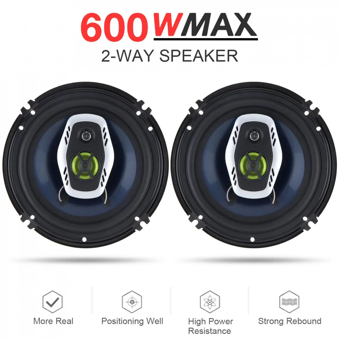 Prix 2 pièces 6.5 pouces 16cm 600W 2 voies universel voiture coaxiale Hifi haut parleurs Auto Audio musique stéréo haut parleur Installation Non destructrice