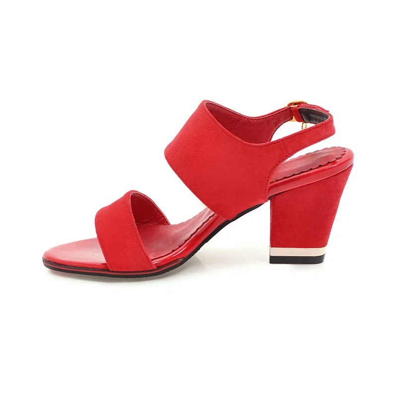 Lapolaka New Fashion Large Size 28-52 Black Red Shoes Woman Sandals Open Toe Buckle Strap Chunky Heels Summer Sandals Woman