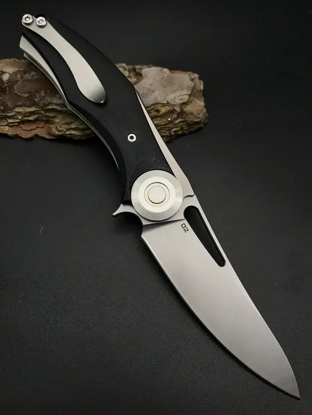 Ball Bearing Folding Knife D2 Blade Carbon fiber G10+titanium alloy Handle Outdoor Knives Camping Survival Pocket Knife Tool EDC