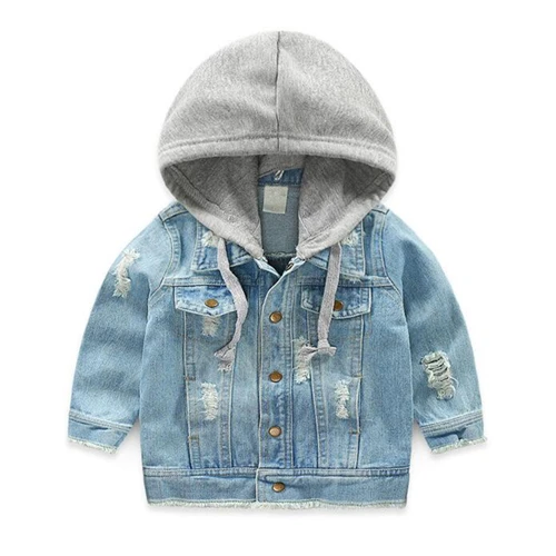 LILIGIRL/ Детская Повседневная джинсовая куртка для мальчиков; топы для маленьких девочек; пальто для детей; синяя винтажная верхняя одежда с капюшоном; джинсовые куртки - Цвет: Ali454L