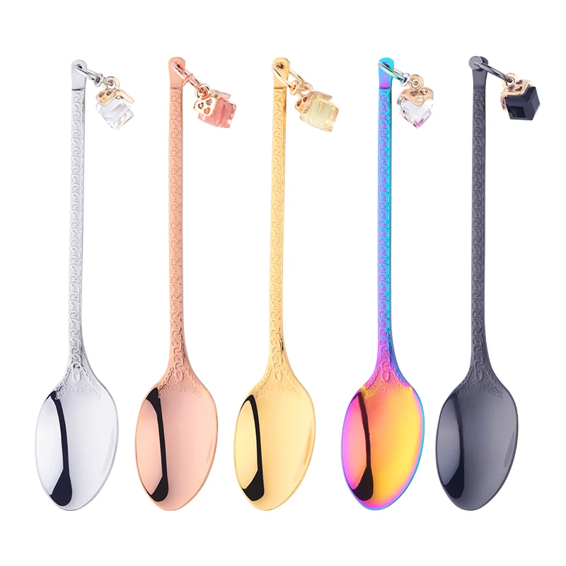 

1PCS 18/10 Stainless Steel Creative Earring Spoon Court Style Coffee Spoon Exquisite Handle Shape Pudding Yogurt Mini-Spoon HOT