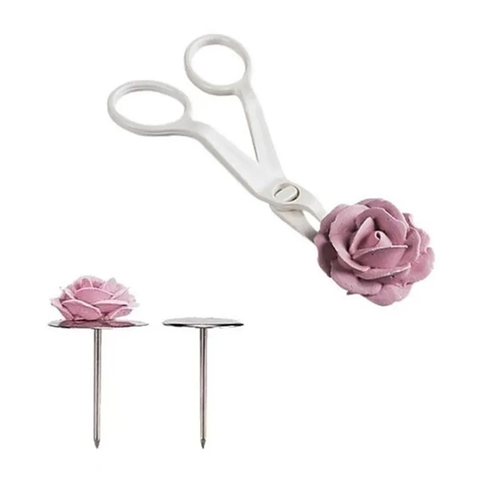 

1Set Cake Stand Cake Flower Needle Icing Cream Flower Decorating Nail Tool + Cream Scissor Stainless Steel Sugarcraft Cupcake
