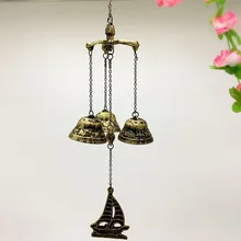 2 Винтаж чугун парусник Wind Chime металла висит колокольчики Бронзовый домашний сад стены комнаты крыльцо кабина Патио Декор Craft