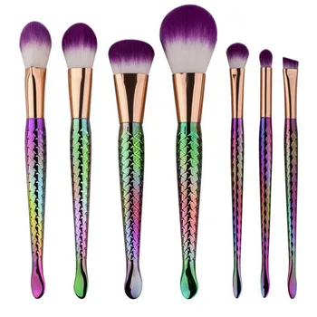 

7pcs Colorful Mermaid Makeup Brushes Set Multipurpose Beauty Cosmetic Puff Blending Eyeshadow Foundation Cosmetics Brush kit