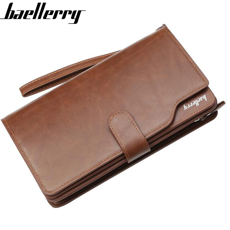 Baellerry Длинные мужские кожаные кошельки Держатель для карт мужской кошелек
