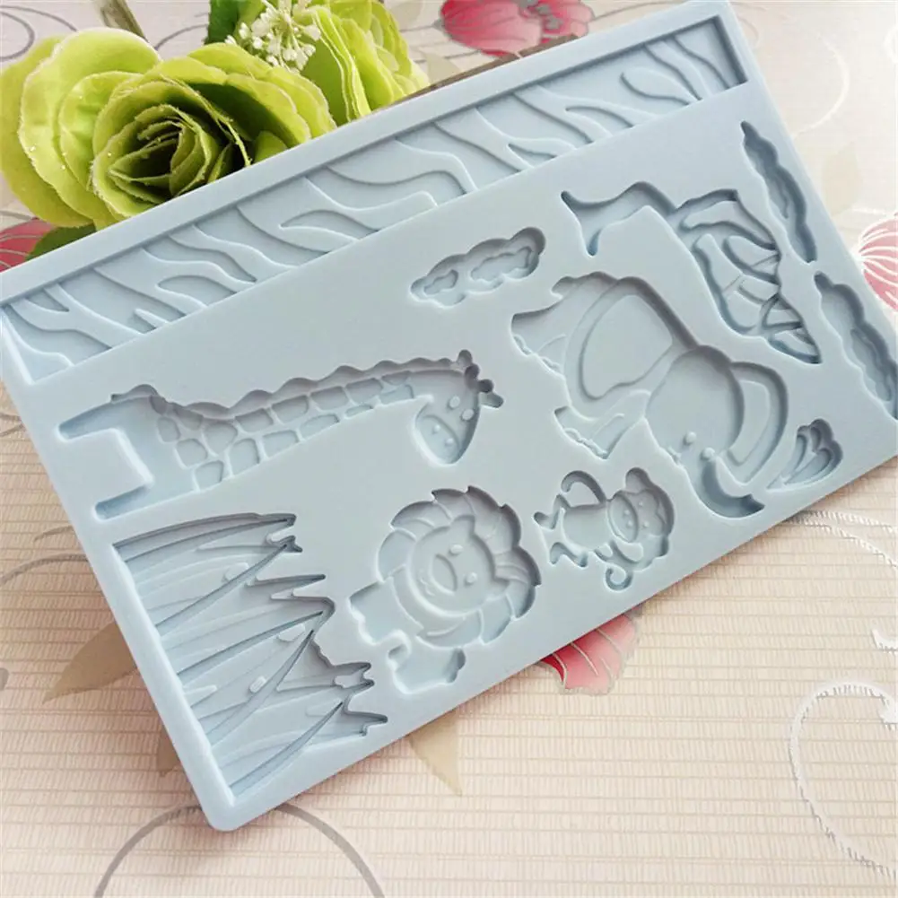 

Zoo Animal Jungle World lion grass monkey Silicone Mold Cake Lace Decorating Fondant Sugar decorating cake fondant Cake Tool