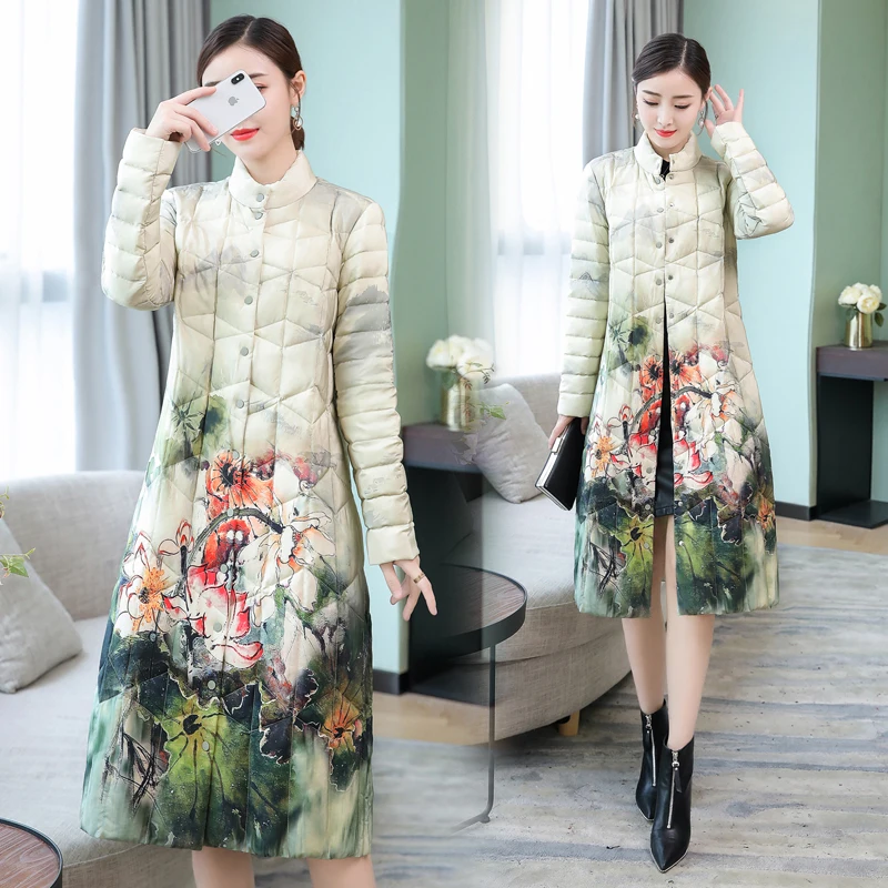 

2019 Ladies winter jacket high quality printing Cotton clothing coat warm Suitable women jackets Large size winter coat thin 12
