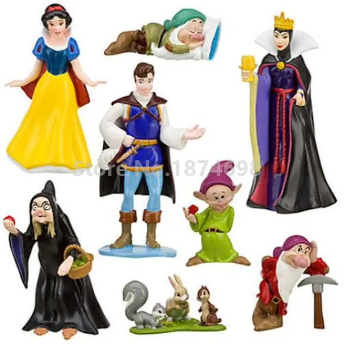 

New Snow White The Prince Dwarfs Witch Evil Queen Figure Doll Toy Set of 8 for Girls Gifts