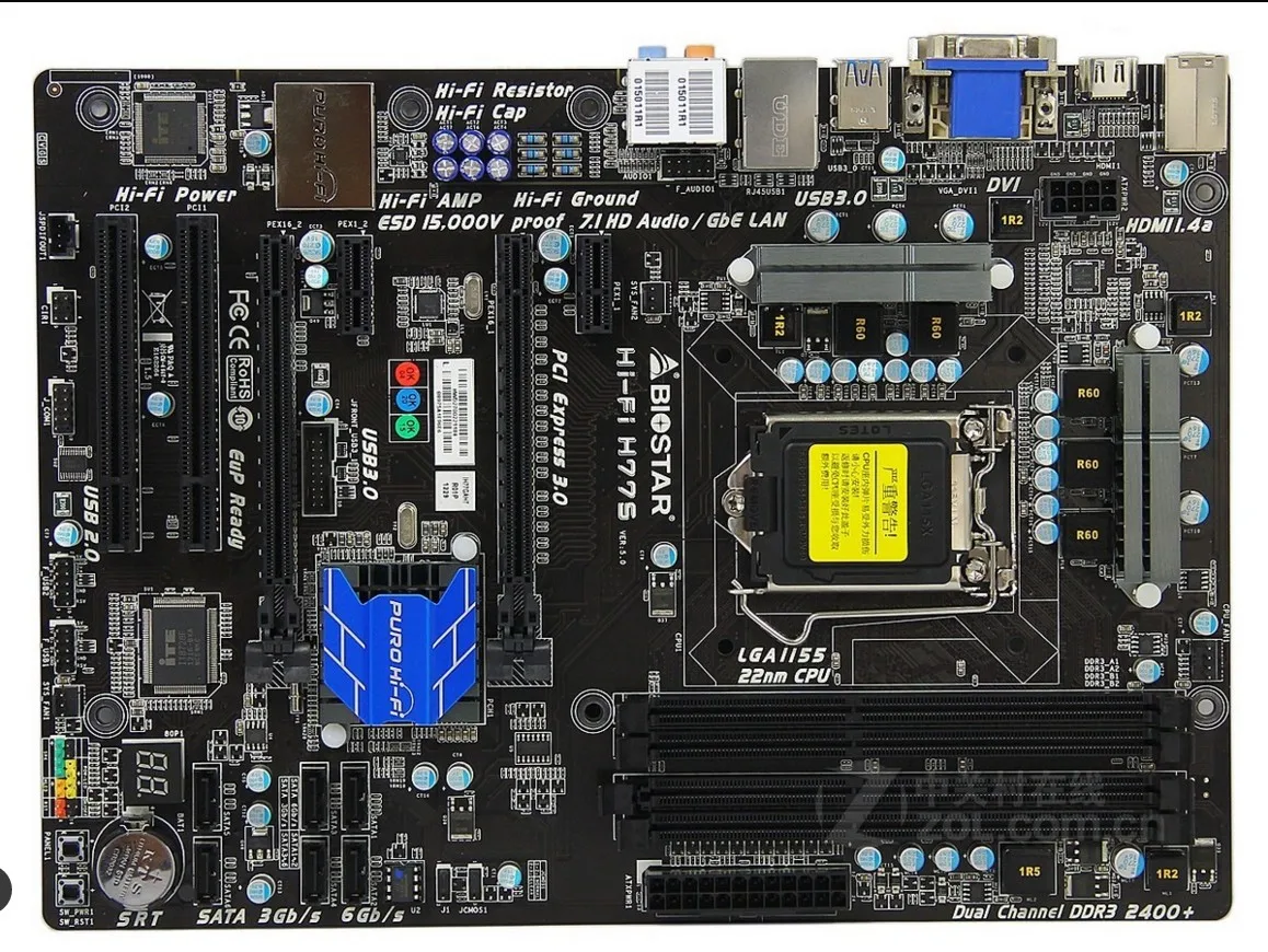 

Used,Biostar Hi-Fi H77S LGA 1155 DDR3 for 22/32nm 32GB USB2.0 SATS3 H77 Desktop motherborad