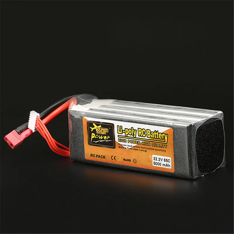 

Rechargeable Lipo Battery ZOP Power 22.2V 5000mAh 6S 65C Lipo Battery T Plug RC Quadcopter Spare Parts Accessories Accs