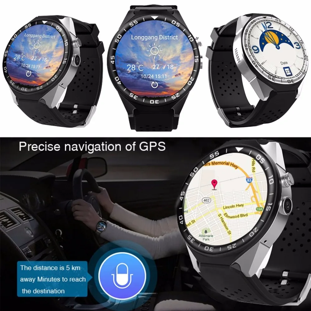 Смарт часы ОС Android 5 1 телефон MTK6580 2 ГБ + 16 SmartWatch поддержка сердечный ритм оты gps 3g Wi Fi