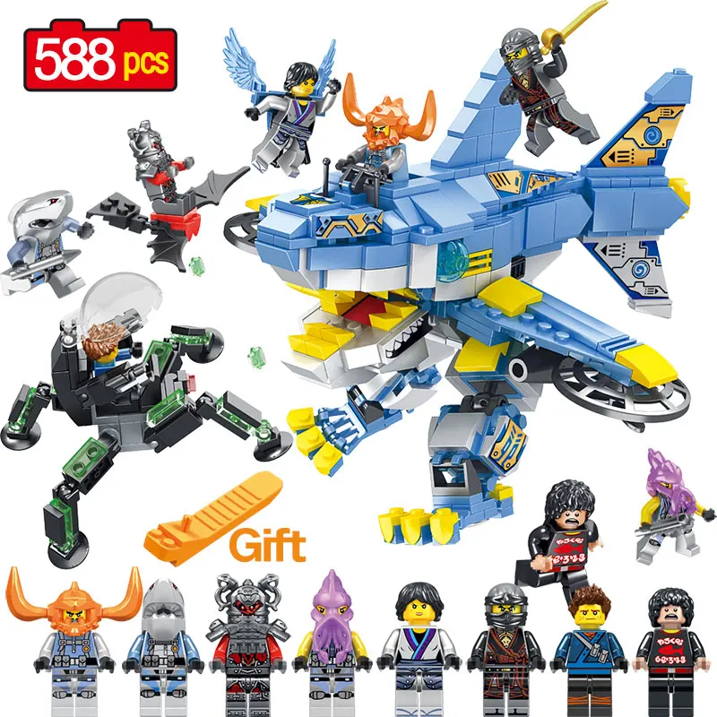 588PCS Bricks DIY Ninjagoed Movie Building Blocks Compatible legoINGLY Shark Ninjagoed MIni Action Figures Blocks Children Toys 588PCS Bricks DIY Ninjagoed Movie Building Blocks Compatible legoINGLY Shark Ninjagoed MIni Action Figures Blocks Children Toys