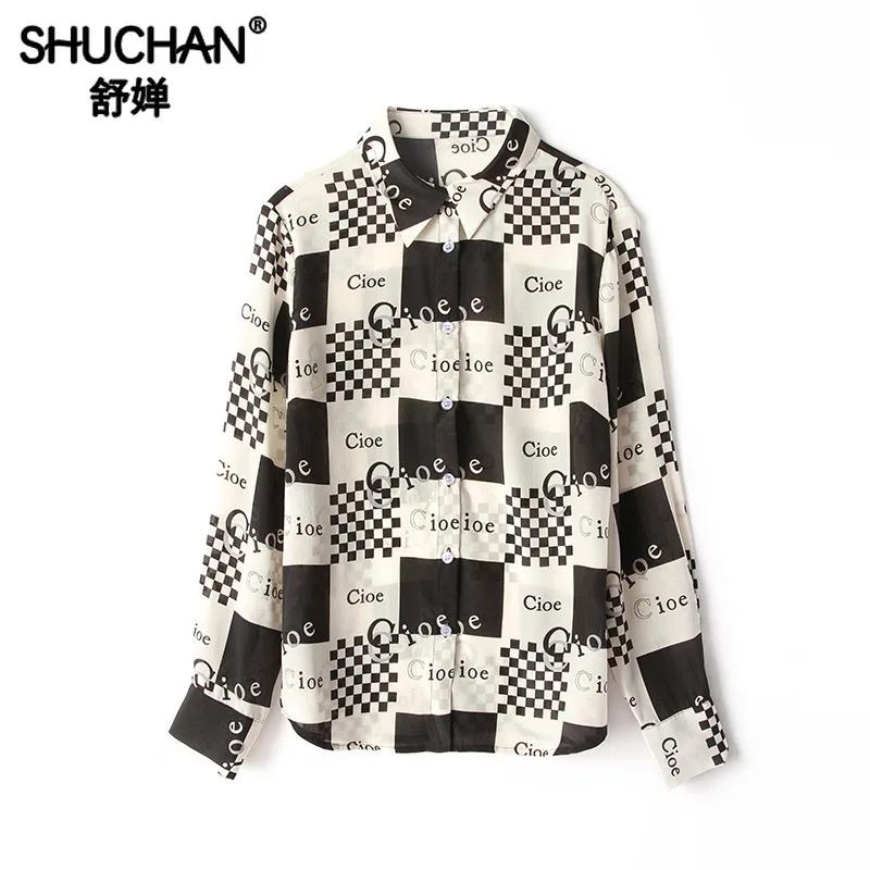 

Shuchan Women Shirts and Blouses 2019 Moda Mujer Ropa Letter High Quality Shirt for Woman Lady Office Wear Korean Blouse R10495