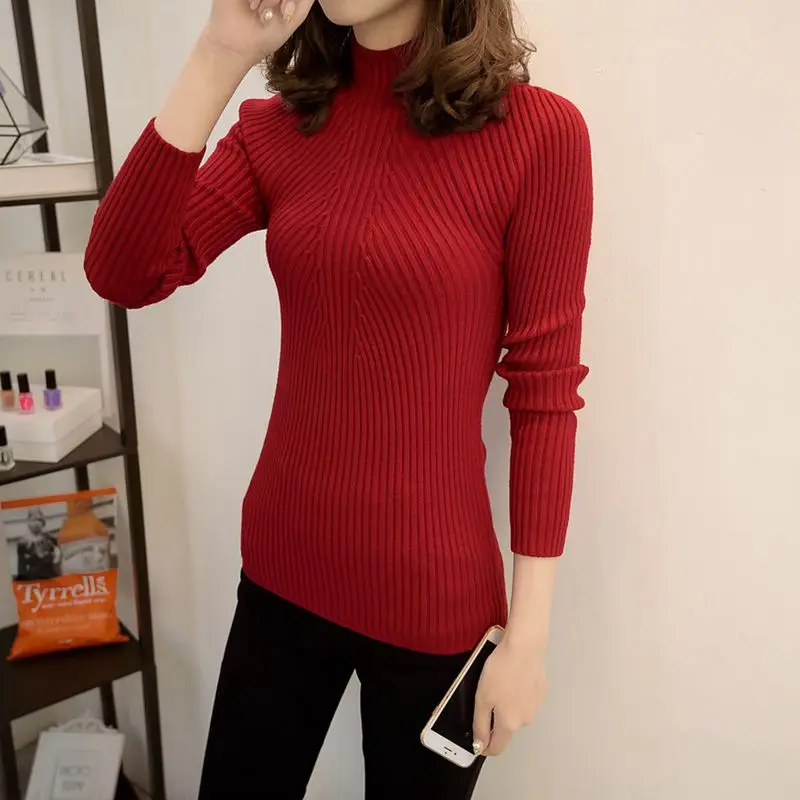 

Spring Autumn Winter Women Knitwear Turtleneck Pull Femme manche longue Solid Slim Knitting Women Sweaters Pulower Damski