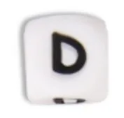 10 шт. кубические силиконовые бусины с буквами, персонализированные буквы с именем, браслет с жевательной буквой, бусины с алфавитом, пищевой силикон, 12 мм - Цвет: Letter D