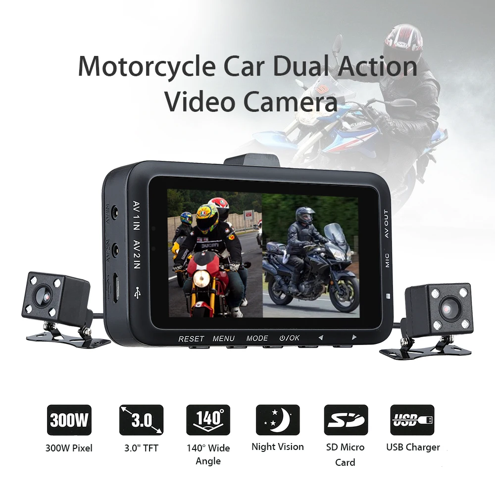 DV168 Dual Lens Motorcycle Car Mounted Biker font b Action b font Video font b Camera