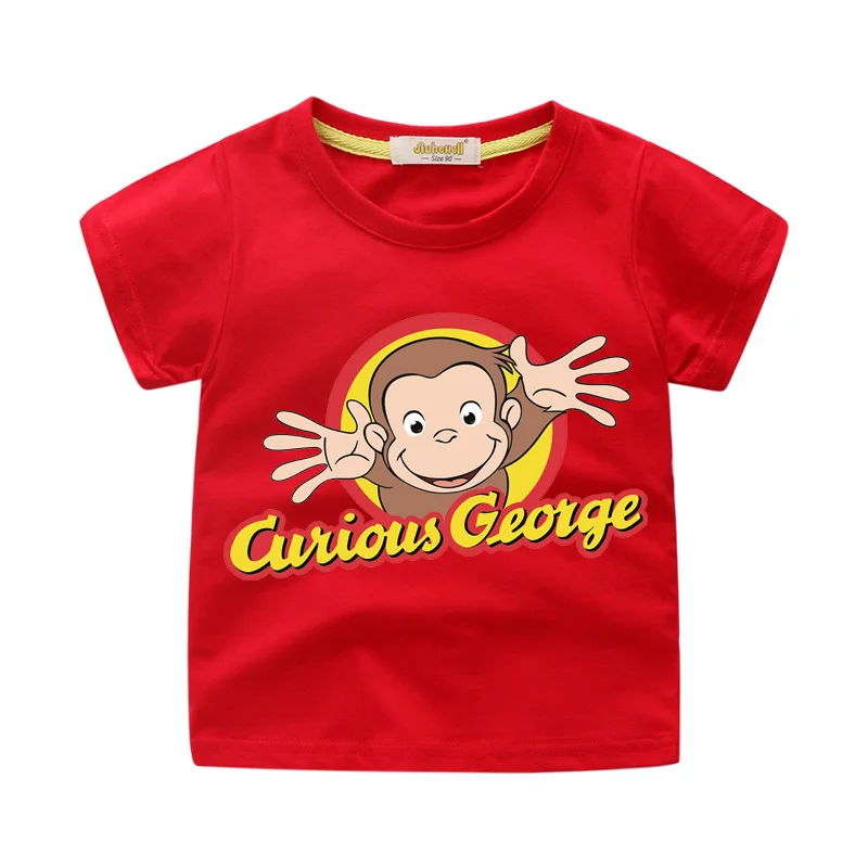 Детская футболка с 3D принтом в виде забавного Джорджа и обезьяны; Одежда для мальчиков и девочек; Летние Короткие футболки; одежда; детская футболка; WJ050