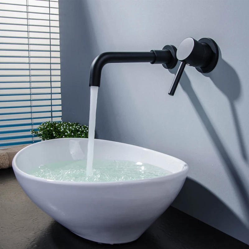 Современный латунный настенный для раковины Смеситель для ванной комнаты кухонный поворотный кран для раковины носик для ванной с одним рычагом в матовом