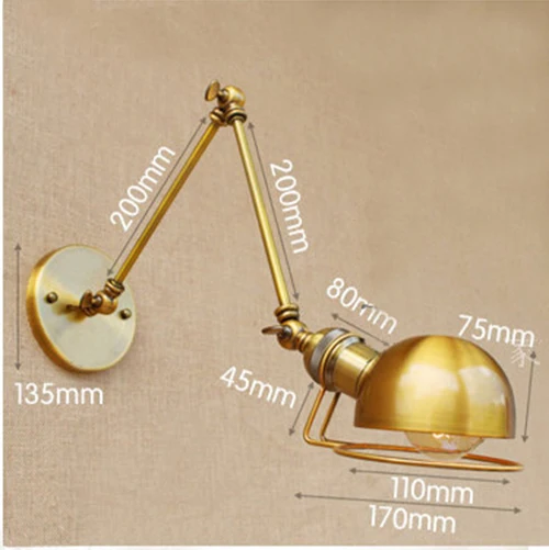 Современный Бра, настенный светильник, светодиодный светильник, светильники с гибким рычагом, винтажный настенный светильник для спальни, черный медный 110/220 В - Цвет абажура: M