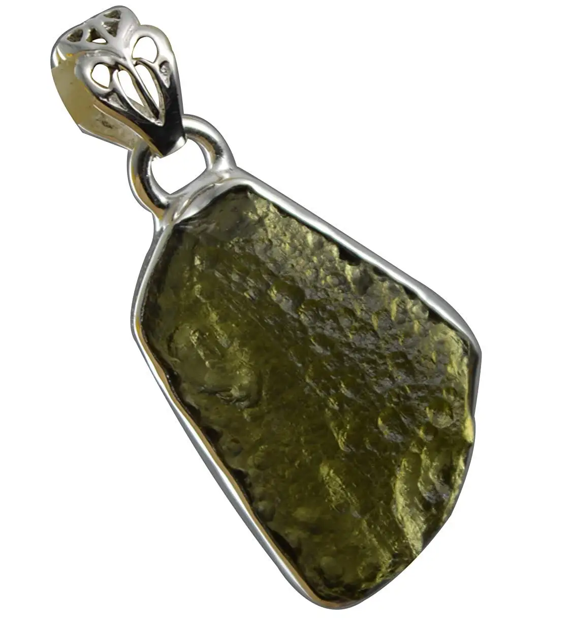 

Genuine Czech Moldavite Pendant 925 Sterling Silver,35.2 mm, AP6257