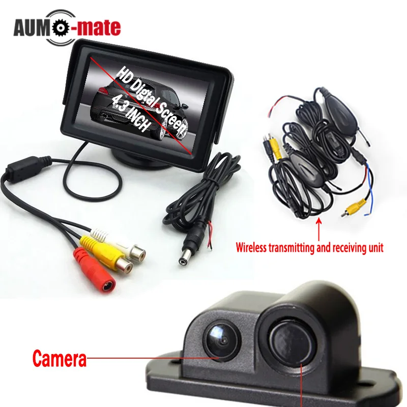 

Wireless Transmitter Car Parking Sensor System with 4.3'' LCD Monitor 2 in 1 Back Camera Radar Parktronic
