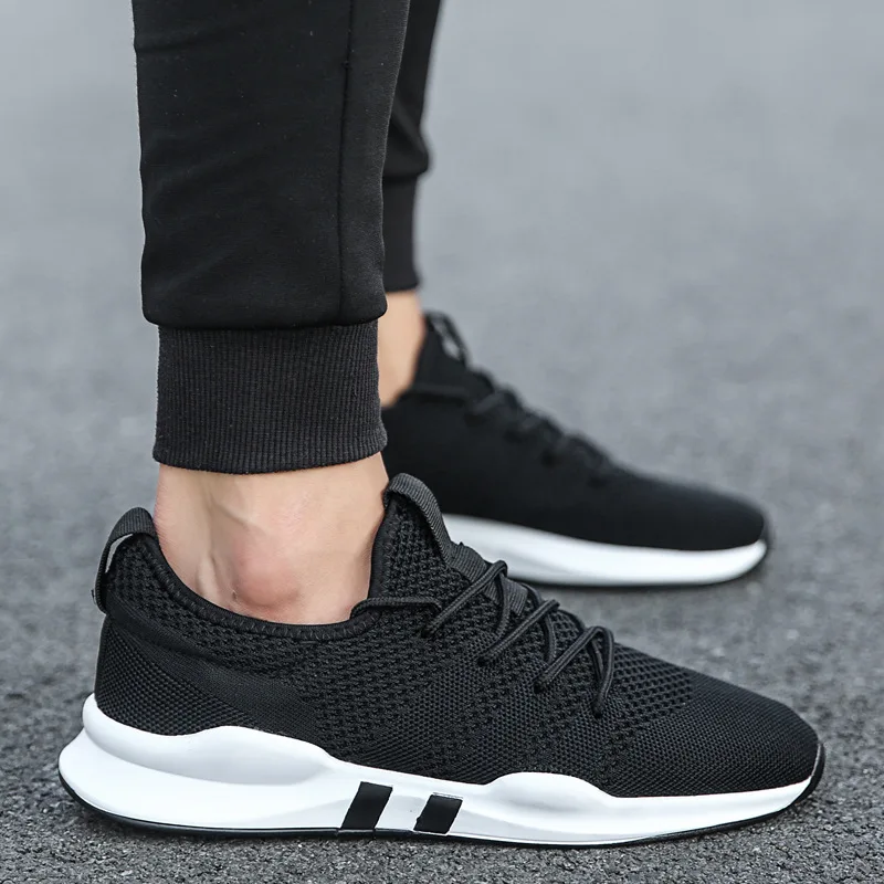 Casual Shoes Men Sneakers Breathable Fashion Lace-up Walking Shoes White Black Sneakers Male Shoes Solid Footwear NX42