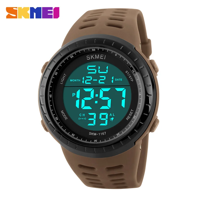 Skmei العلامة التجارية الفاخرة Mens Sports Watches الغوص 50 متر LED الرقمية ووتش العسكرية الرجال الأزياء عارضة الالكترونيات المعصم رجل الساعة
